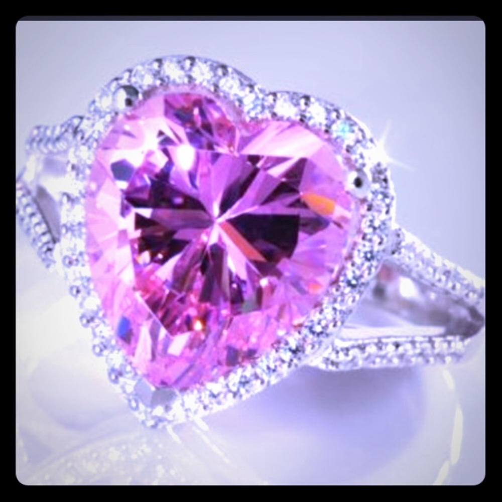 Stauer Pink DiamondAura Heart Ring size 7